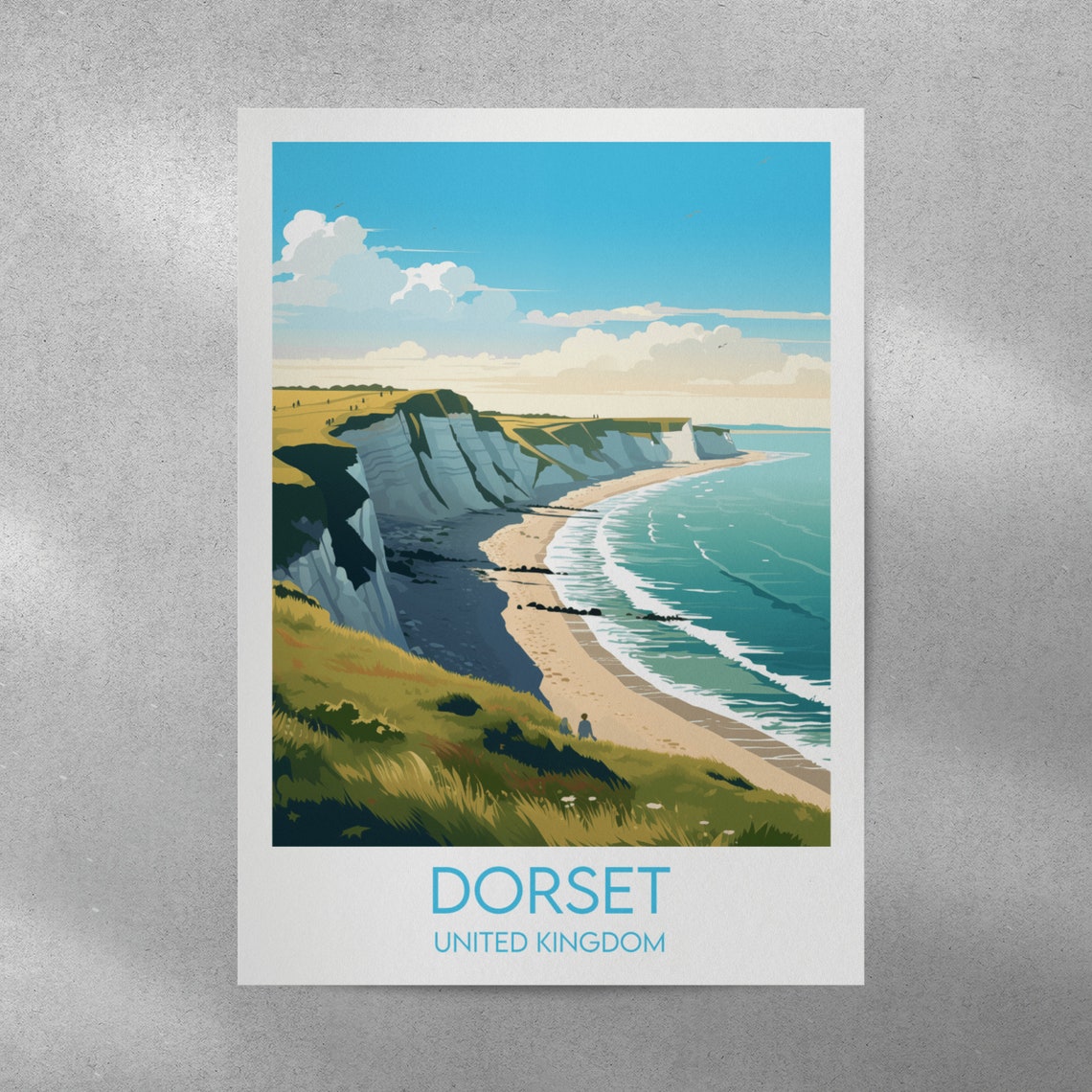 Dorset United Kingdom White Cliffs Coastline Retro Travel Poster - Image 4