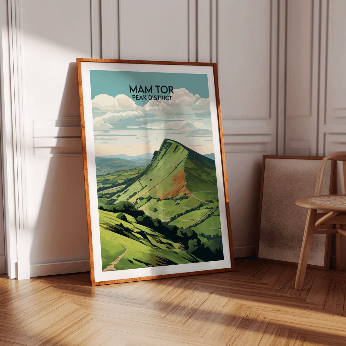 Mam Tor Peak District Green Ridge Vintage British Travel Poster - Image 4