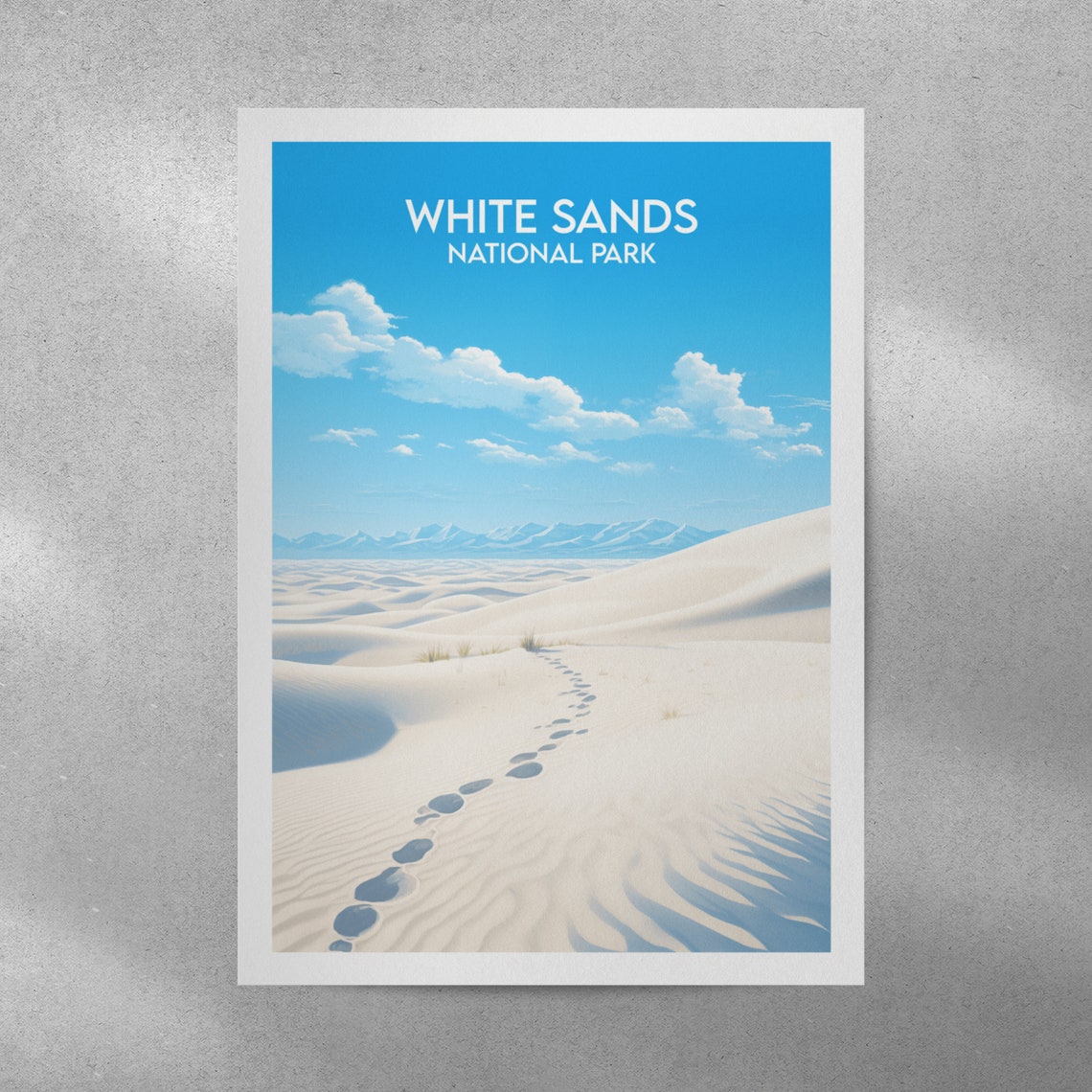 White Sands National Park Gypsum Dunes Footprints Travel Poster - Image 4