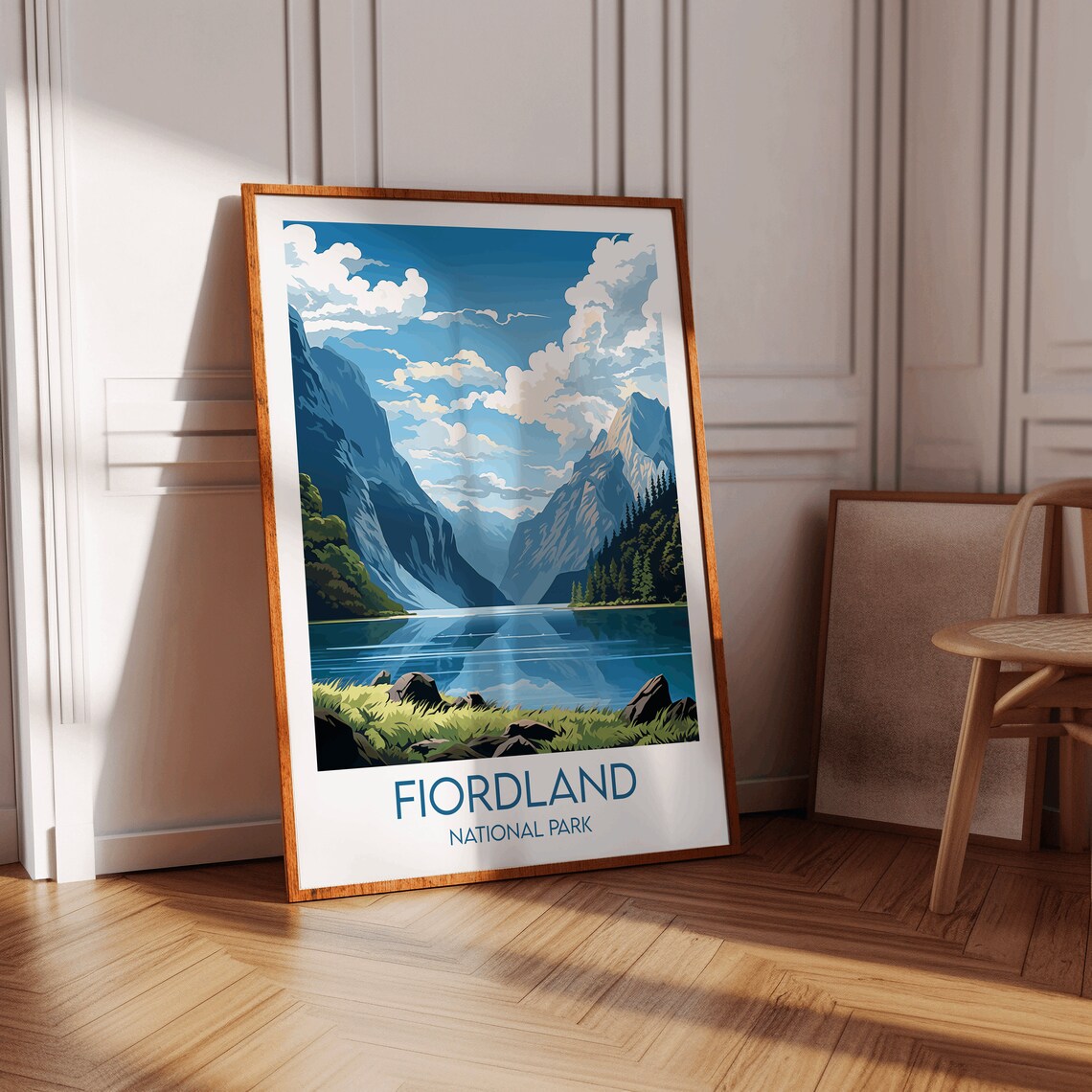 Fiordland National Park Alpine Lake Mountain Valley Travel Poster - Image 2