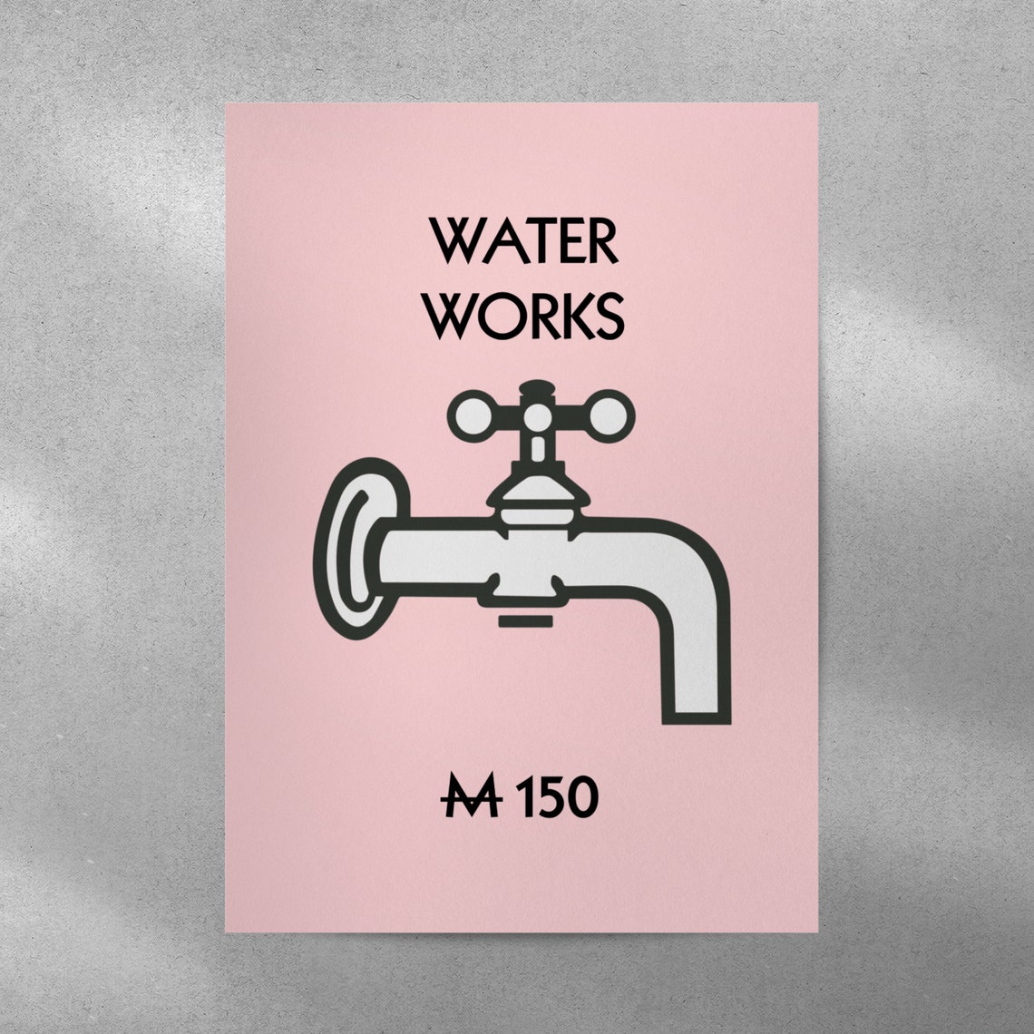 Waterworks Monopoly Inspired Pink Bathroom Print Poster A3 A4 A5 Funny Bathroom Home Decor Wall Art Accessories Gift - Image 3