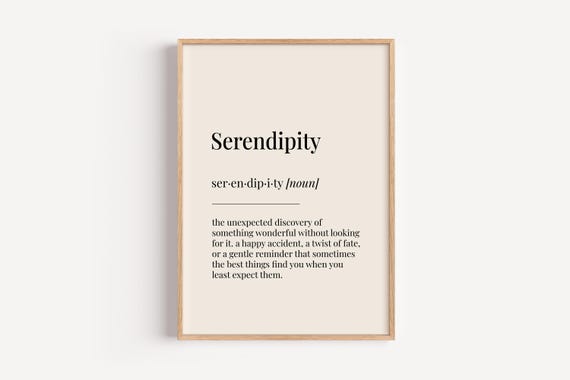 Serendipity Definition Dictionary Poster, Home Decor
