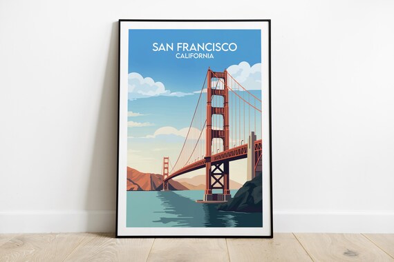 San Francisco California Golden Gate Bridge Retro Travel Poster