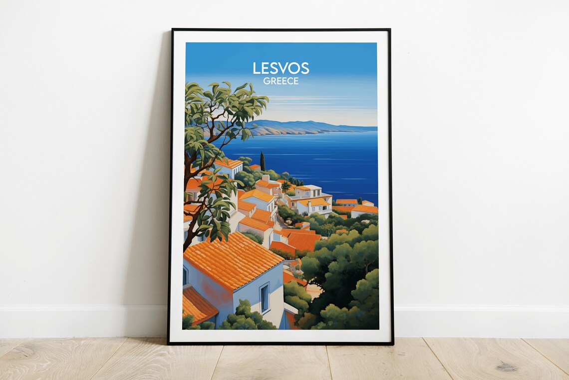 Lesvos Travel Poster, Greece Place Wall Art