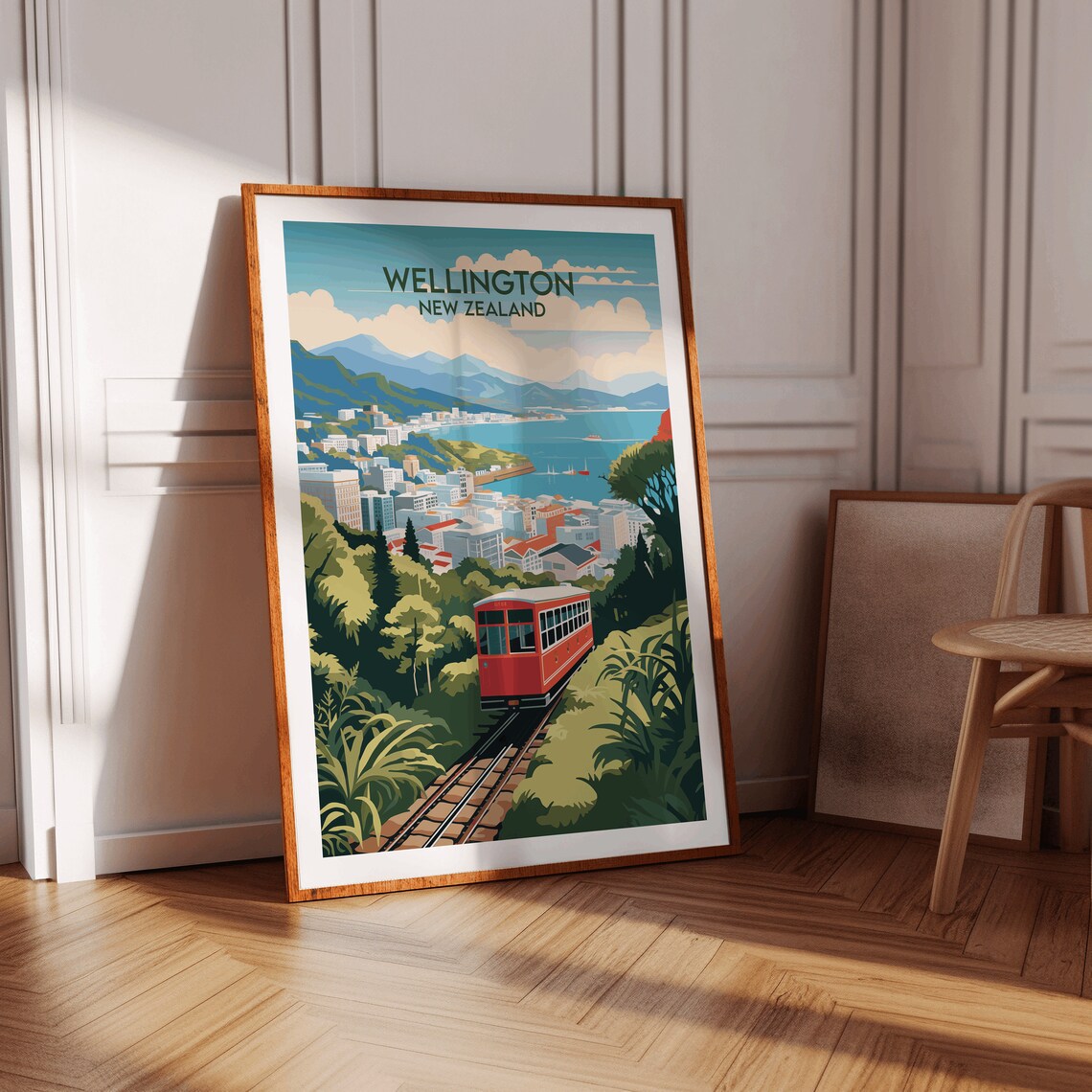 Wellington Travel Poster, New Zealand Place Print - Image 2