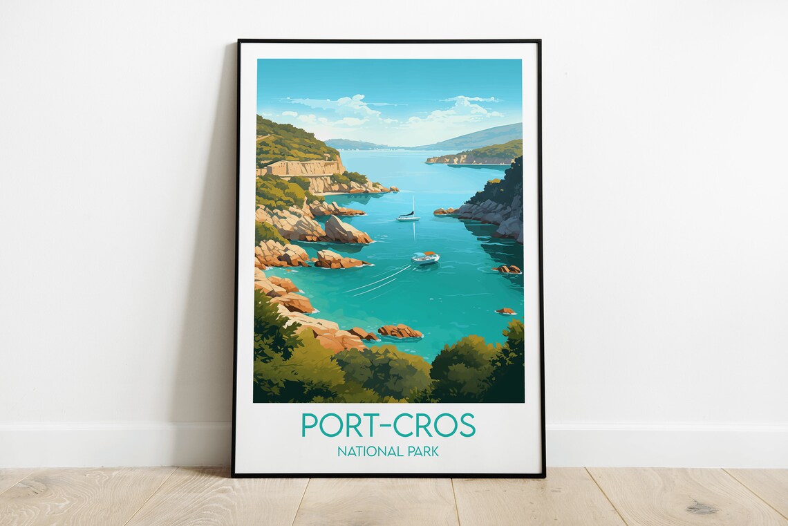 Port-Cros National Park Turquoise Cove Vintage Travel Poster