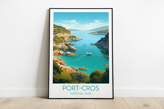 Port-Cros National Park Turquoise Cove Vintage Travel Poster