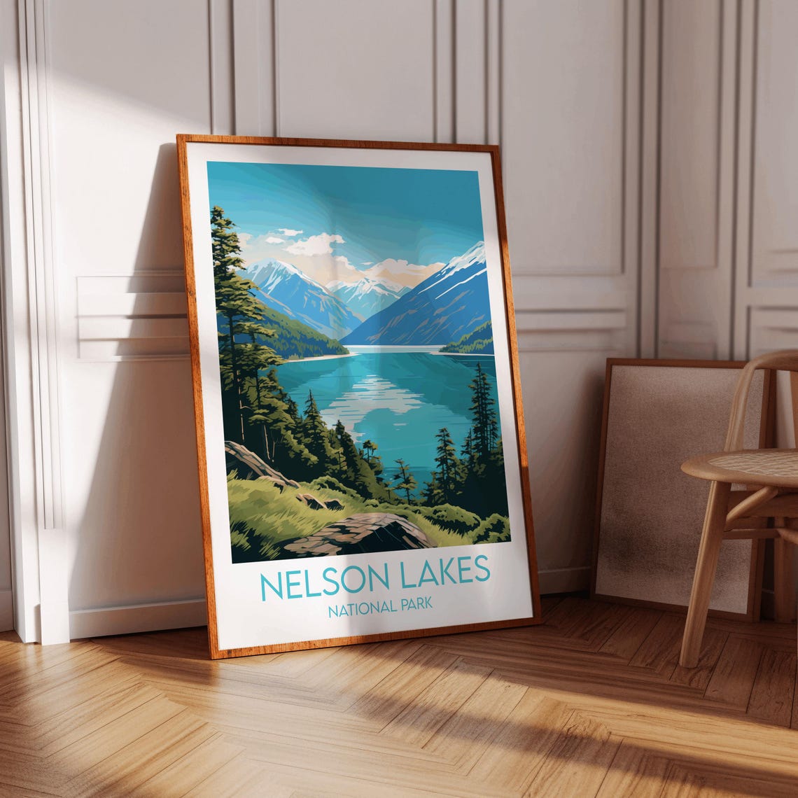 Nelson Lakes National Park Snowcapped Alpine Peaks Travel Wall Art - Image 3