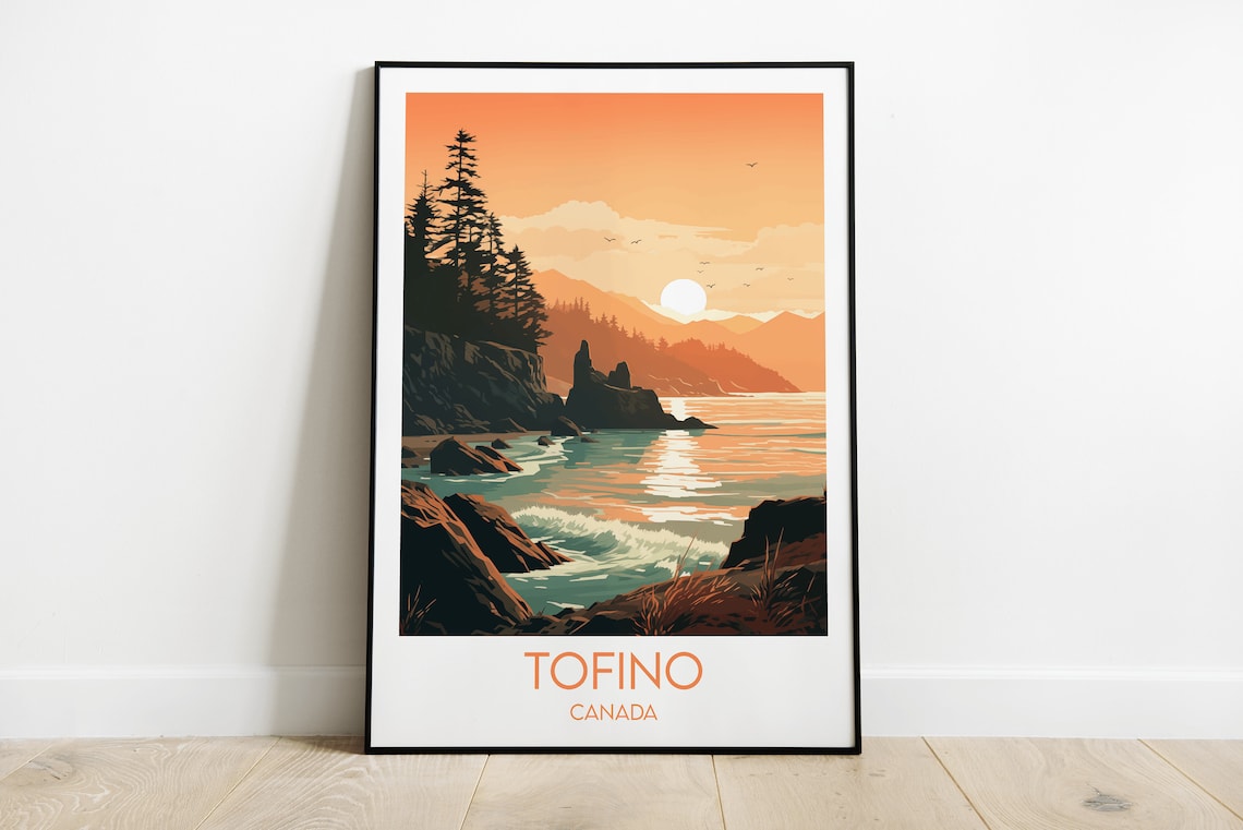 Tofino Travel Poster, Canada Personalised Travel Art
