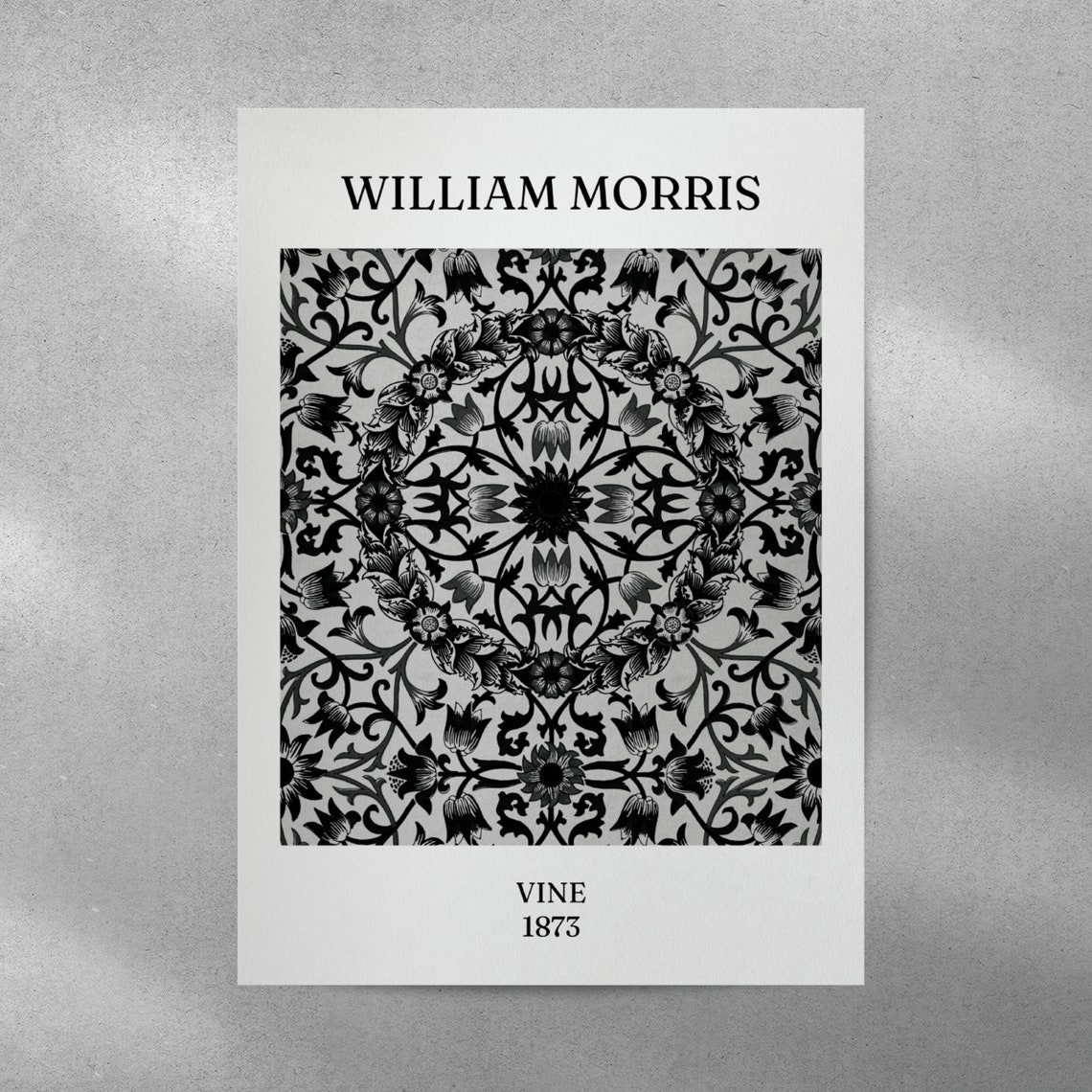 William Morris Vine 1873 Black White Botanical Pattern Print - Image 4