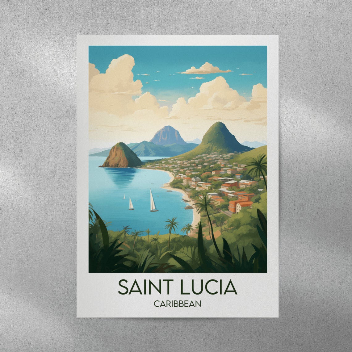 St Lucia Travel Print Caribbean Poster Custom Personalised Wedding Birthday Gift - Image 5