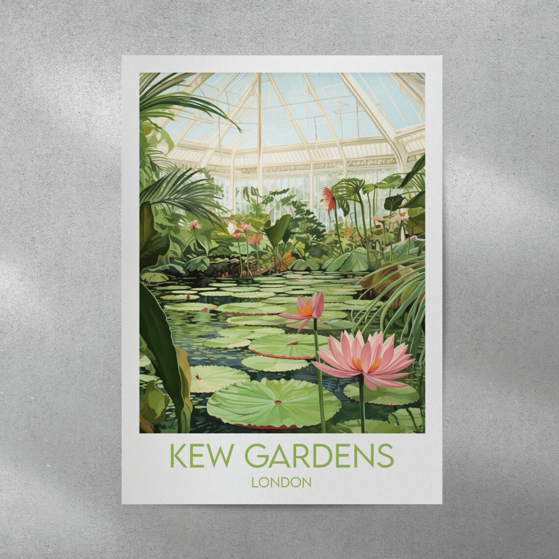 Kew Gardens London Waterlilies Glasshouse Garden Pond Art Poster - Image 2