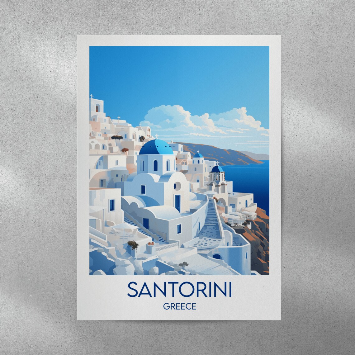 Santorini Travel Poster, Custom Personalised Gift - Image 4