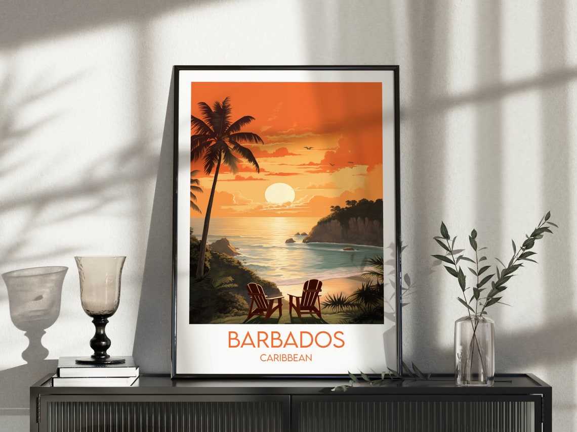 Barbados Travel Print Caribbean Poster Custom Personalised Wedding Birthday Gift - Image 2