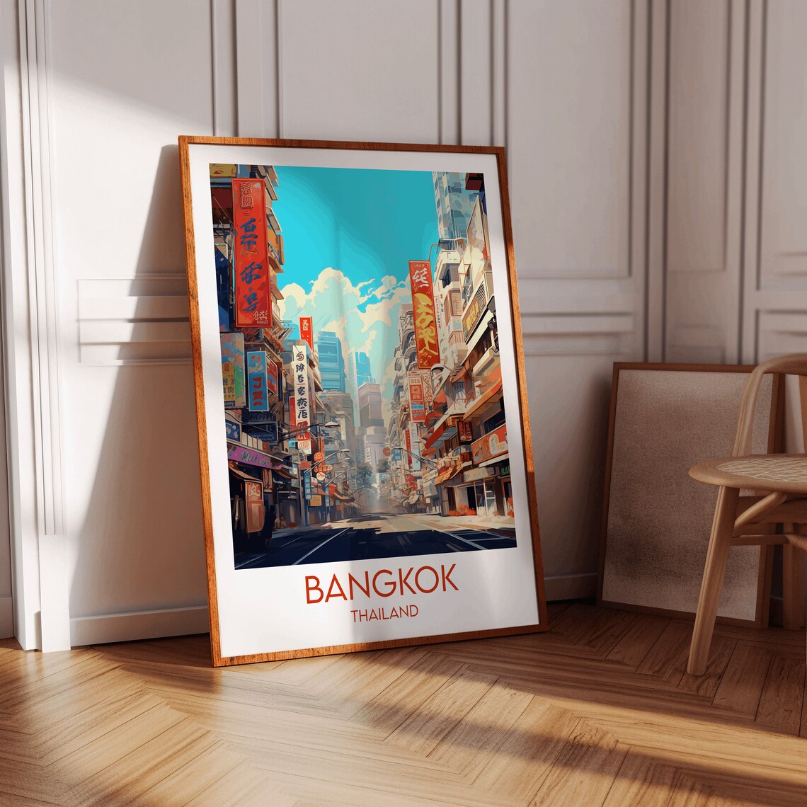 Bangkok Thailand Neon Signs Street Scene Minimal Travel Poster - Image 2