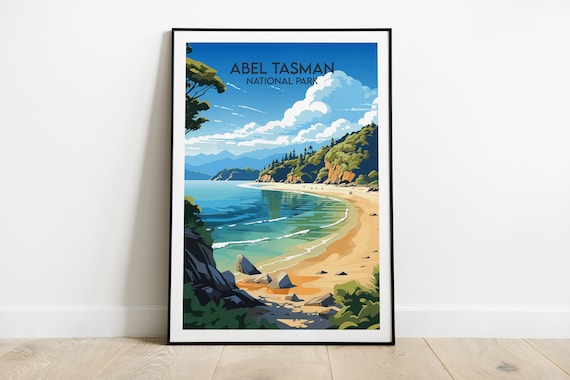 Abel Tasman National Park Golden Beach Coast Travel Art Poster