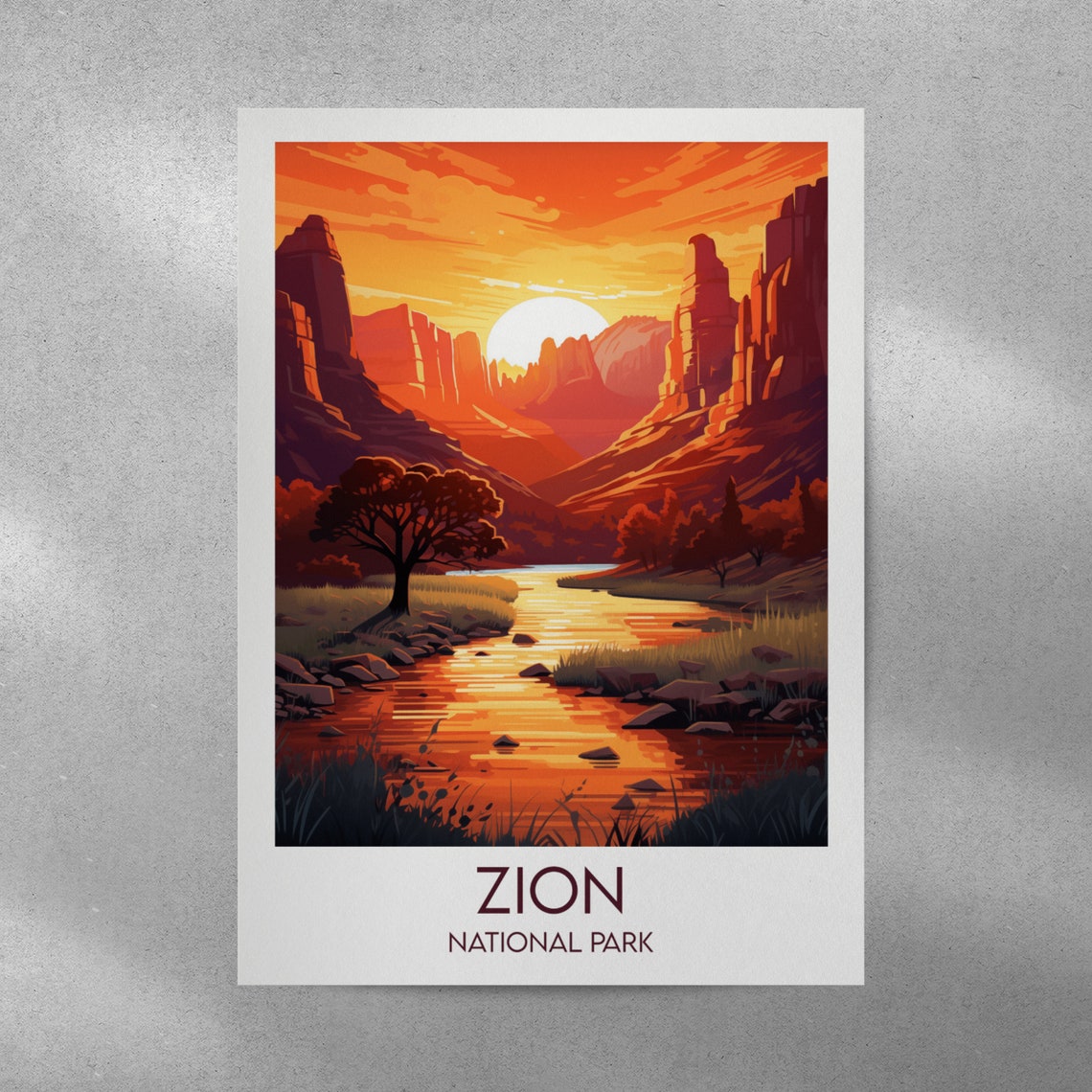 Zion National Park Canyon Sunset Vista Retro Style Travel Poster - Image 5
