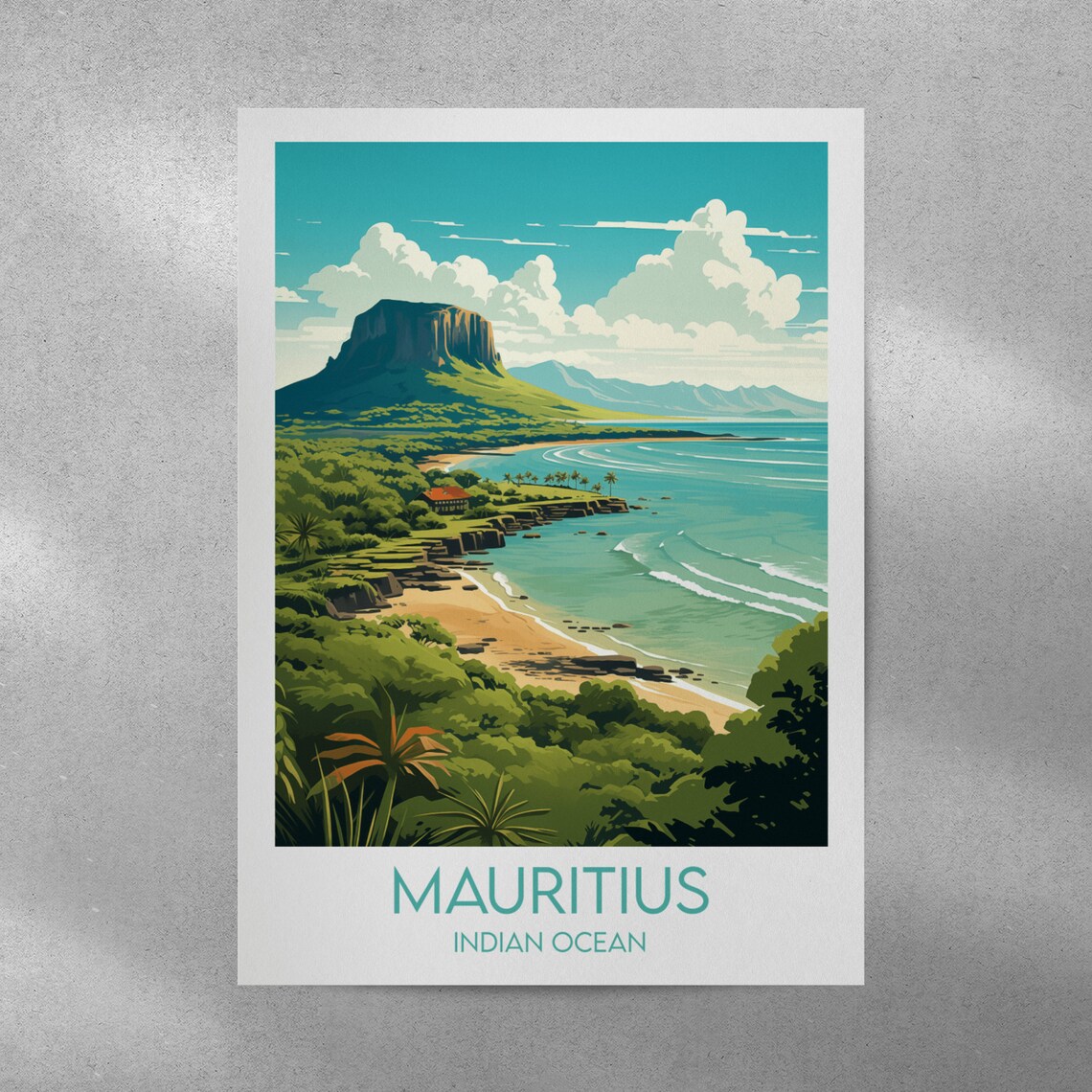 Mauritius Travel Poster, Indian Ocean Custom Personalised - Image 4