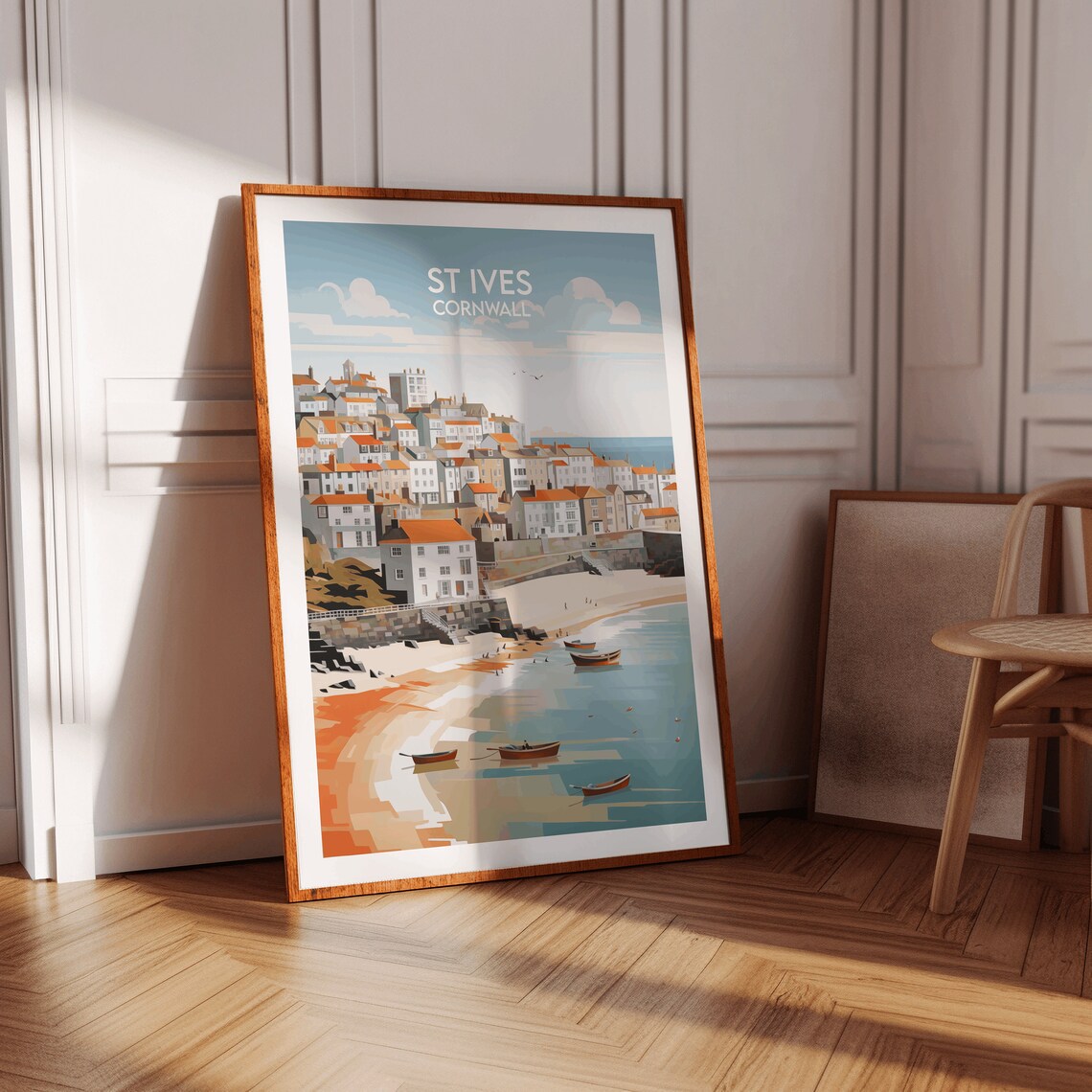 St Ives Cornwall Harbor Beach Fishing Boats Retro Travel Poster - Image 3