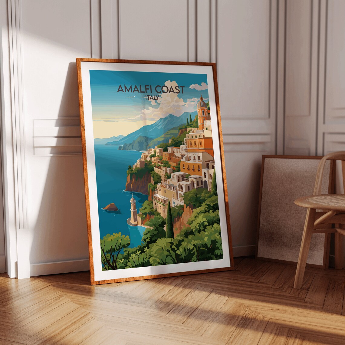Amalfi Coast Italy Cliffside Village Sea View Vintage Travel Poster - Image 2