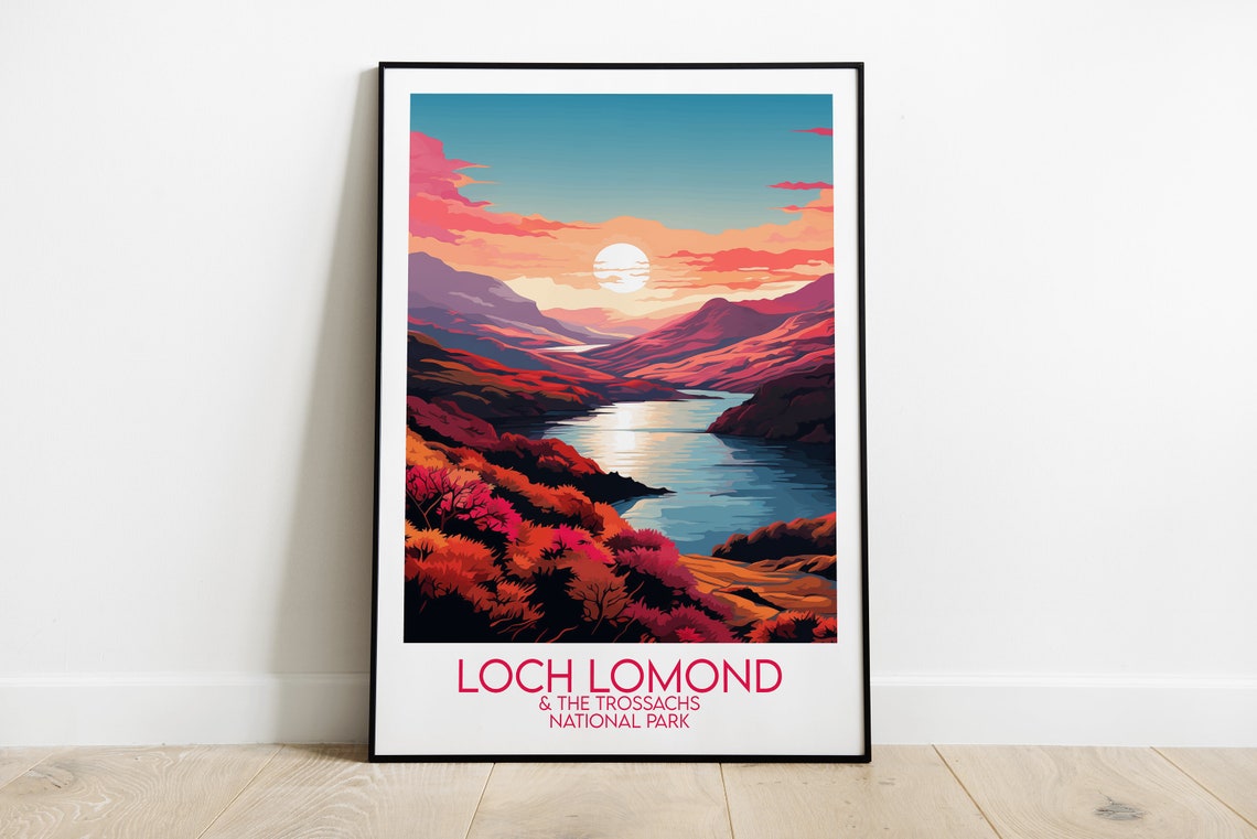 Loch Lomond and Trossachs National Park Sunset Travel Poster