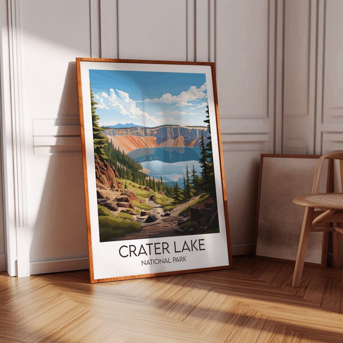 Crater Lake National Park Blue Caldera Pines Oregon Travel Poster - Image 2