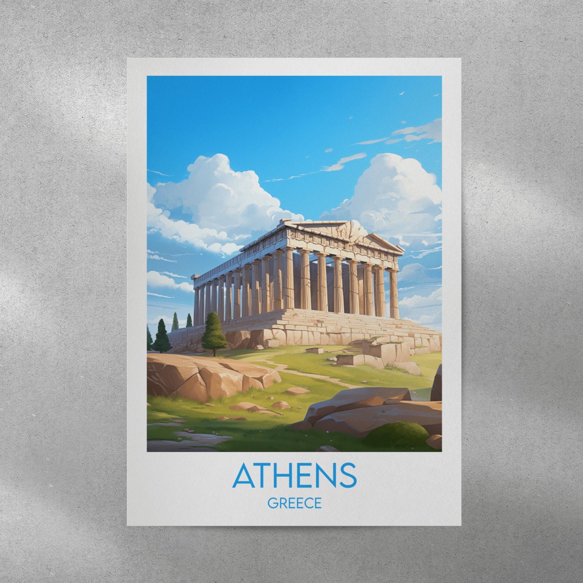 Athens Greece Parthenon Acropolis Blue Sky Vintage Travel Poster - Image 5