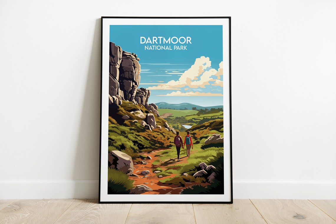 Dartmoor National Park Travel Poster, England UK