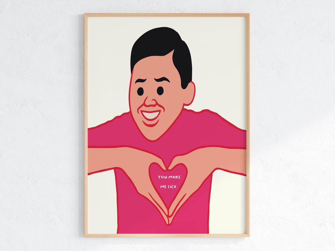 Joan Cornell You Make Me Sick Smiling Heart Hands Pop Art Poster
