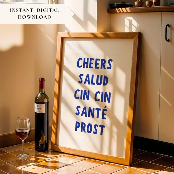 Cheers Sign Bar Decor, Kitchen Art Print