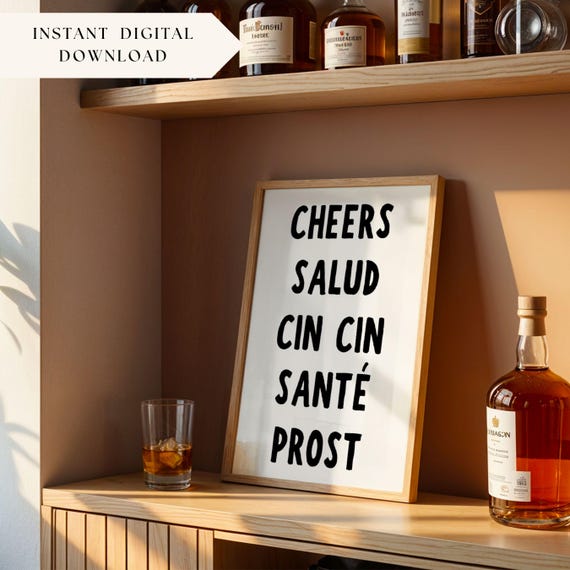 Cheers Print, Bar Wall Decor