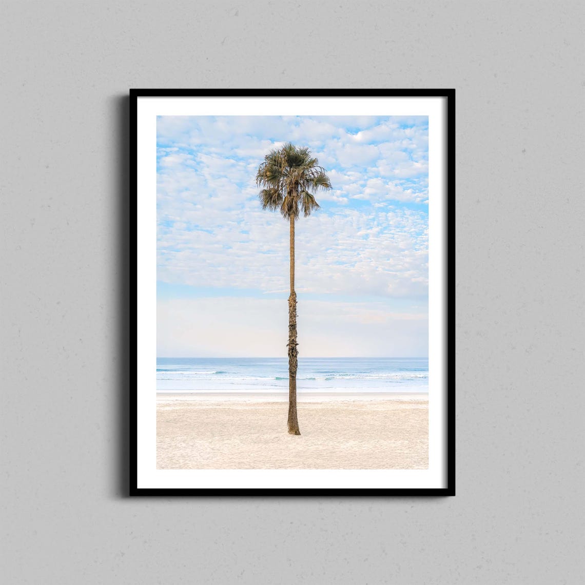 Lone Palm Tree Minimalist Beach Photography Coastal Decor Poster
