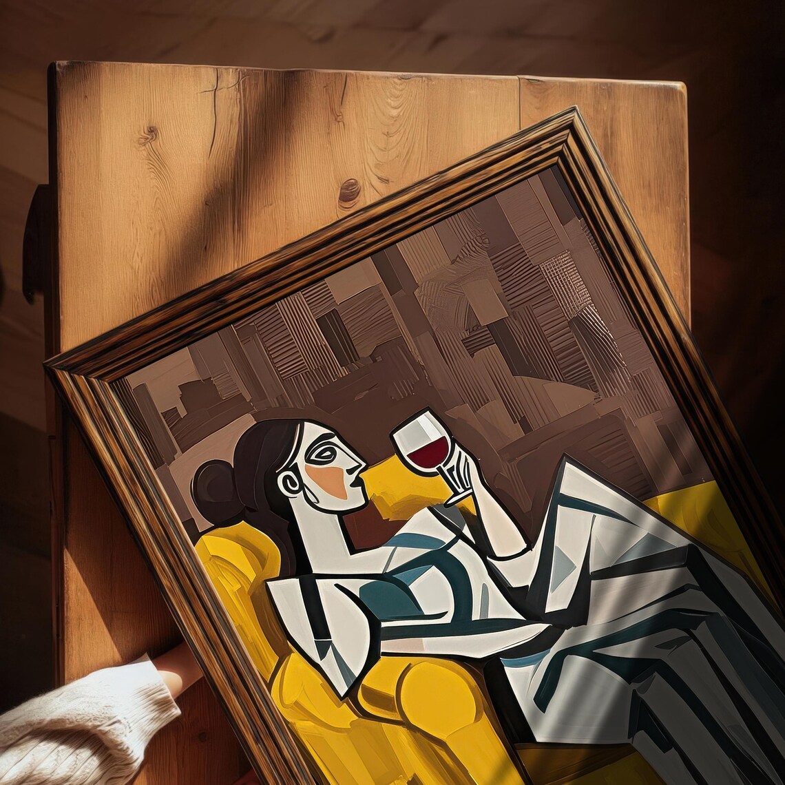 Woman on Yellow Chair, Modern Cubist Portrait - Image 5