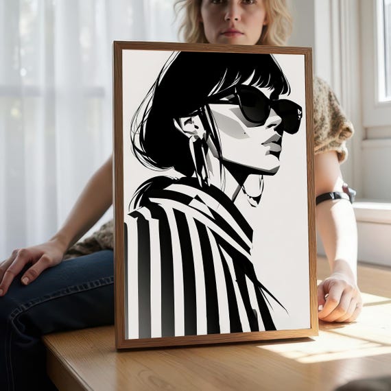 Black And White Fashion Illustration Art Print
