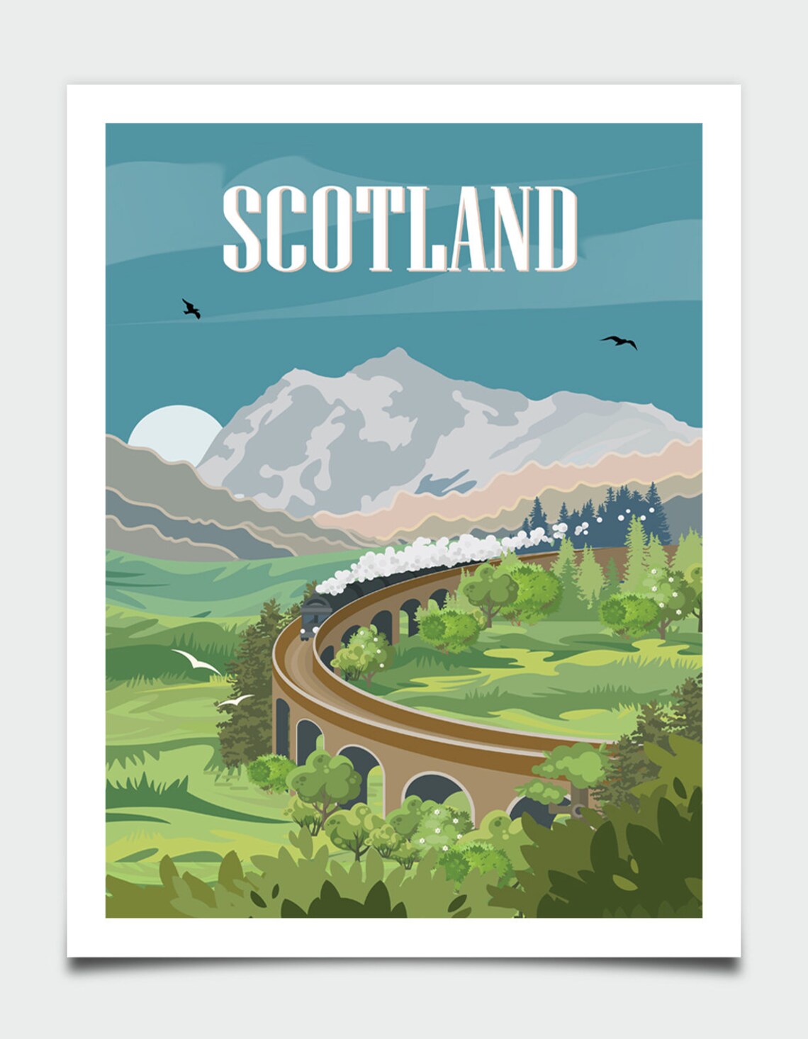Scotland Travel Poster, Mountain Landscape Art Print - Image 3