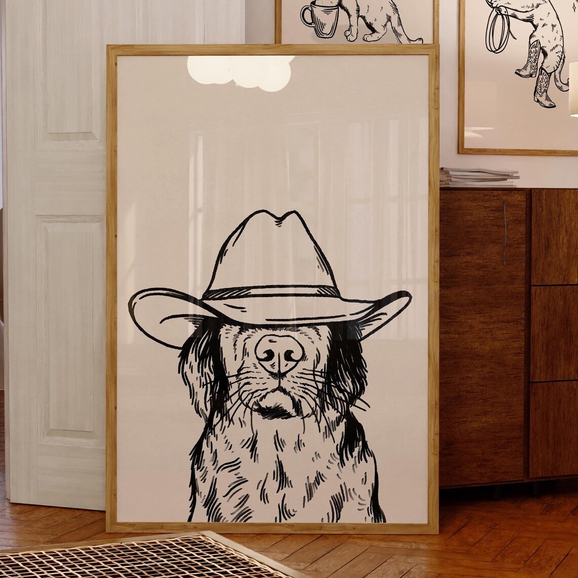 Cowboy Dog Modern Travel Poster