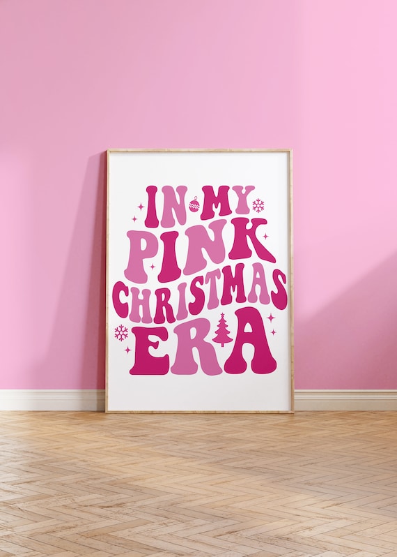 In My Pink Christmas Era Magenta Retro Lettering Holiday Poster