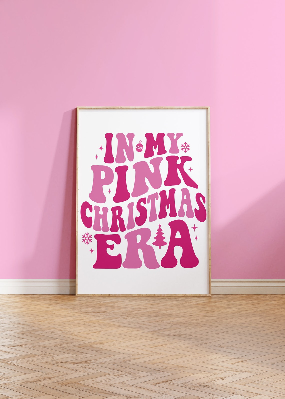 In My Pink Christmas Era Magenta Retro Lettering Holiday Poster