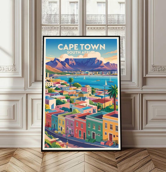 Cape Town Travel Poster South Africa Wall Art City Gift Print Home Decor