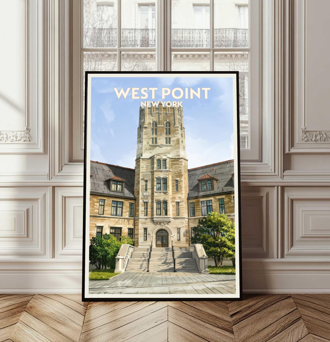 West Point New York Historic Stone Tower Academy Building Poster