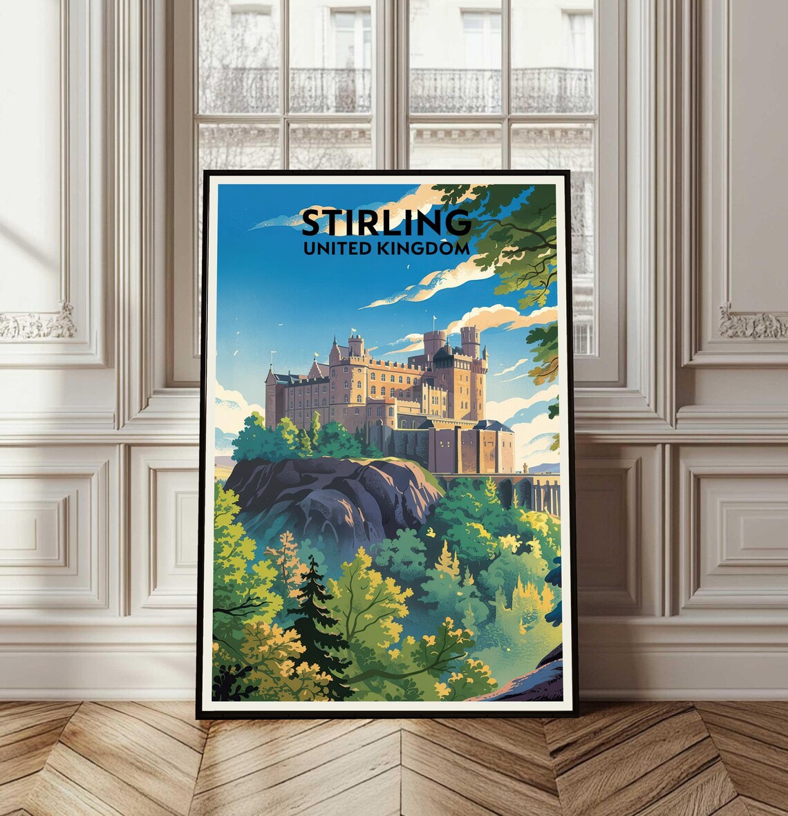 Stirling Castle United Kingdom Vintage Travel Poster Illustration