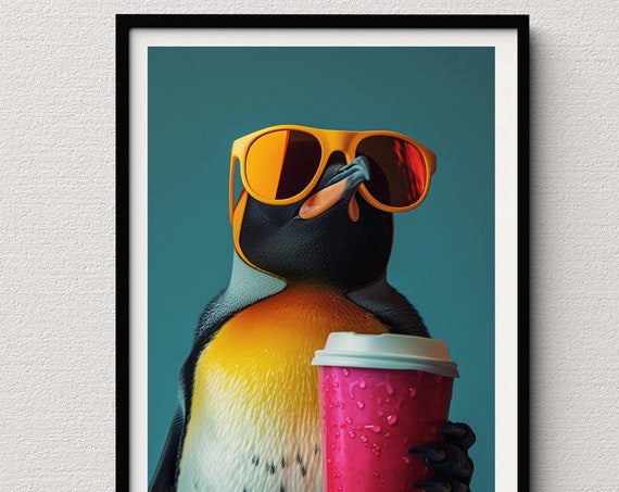 Penguin Art Sunglasses Wall Art For The Animal Lover Aesthetic Prints Penguin Funny Cute Animals Safari Lover Coffee Lover