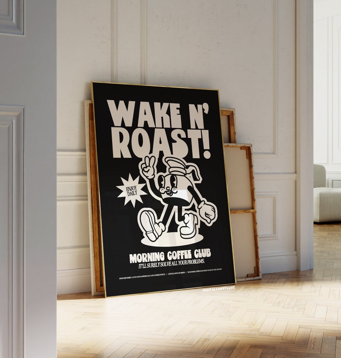 Morning Coffee Club Retro Poster Print, Kitchen Decor