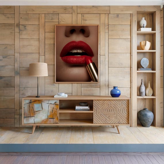 Red Lips Grills Gold Teeth Beauty Fashion Makeup Glamour Cosmetic Luxury