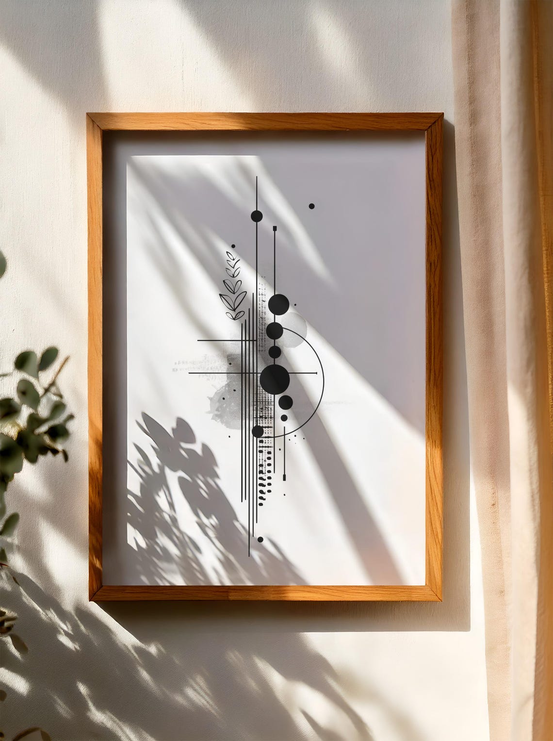 Abstract Geometric Wall Art Print Modern Line Home Decor Minimalist Circle Lines