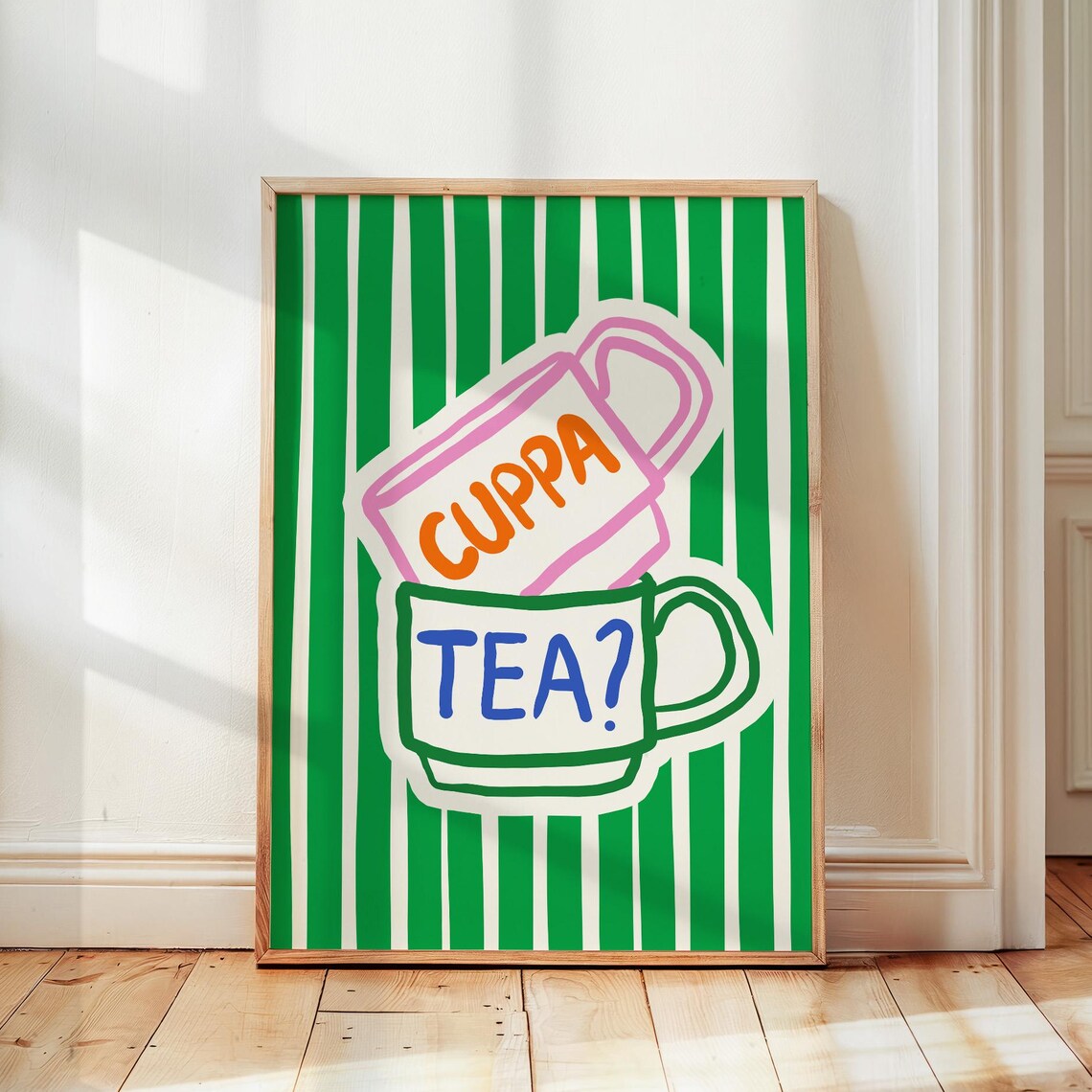 Cuppa Tea Poster, Trendy Kitchen Art Print