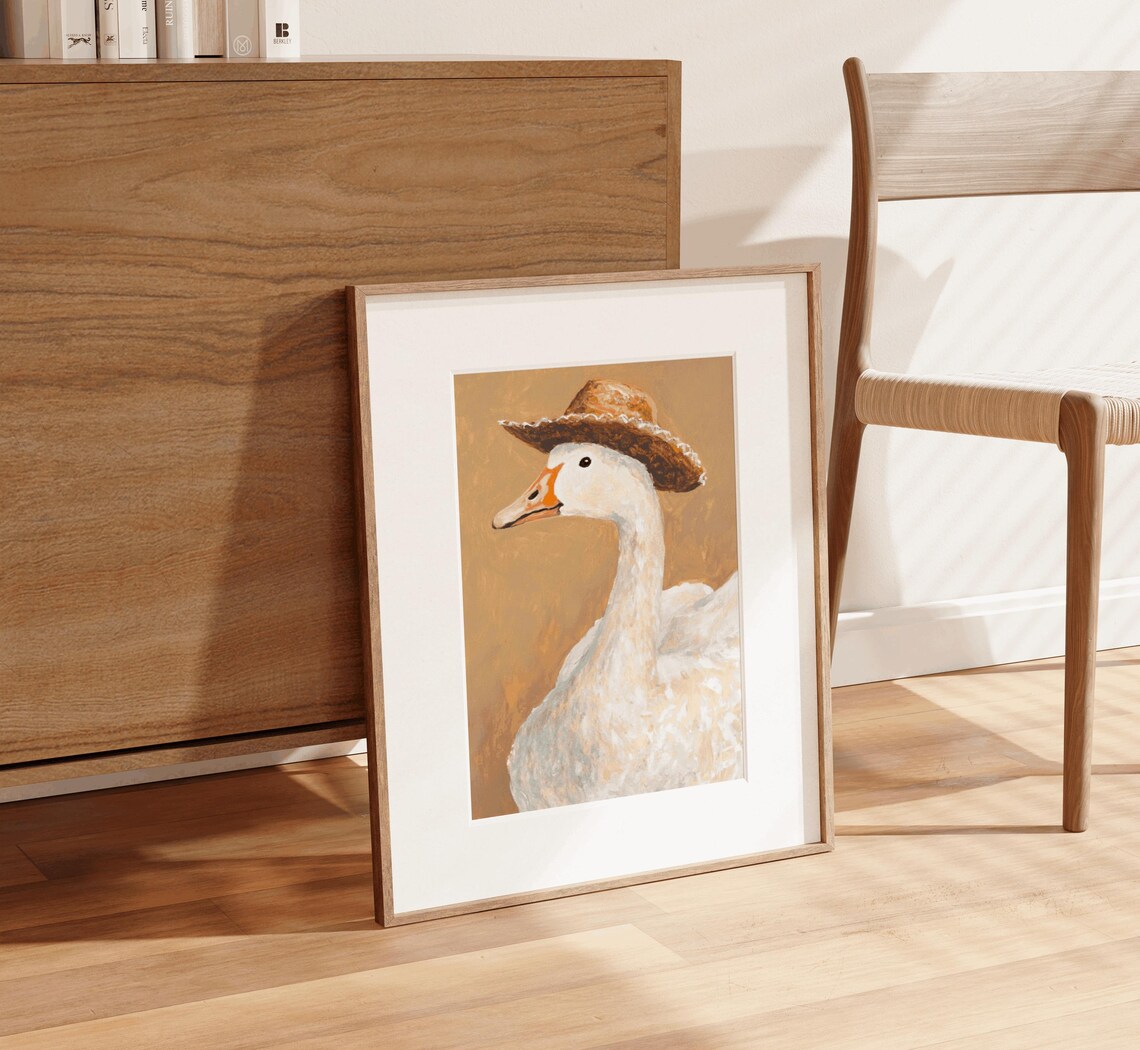 Silly Cowboy Goose Art Print, Western Nursery Decor - Image 3
