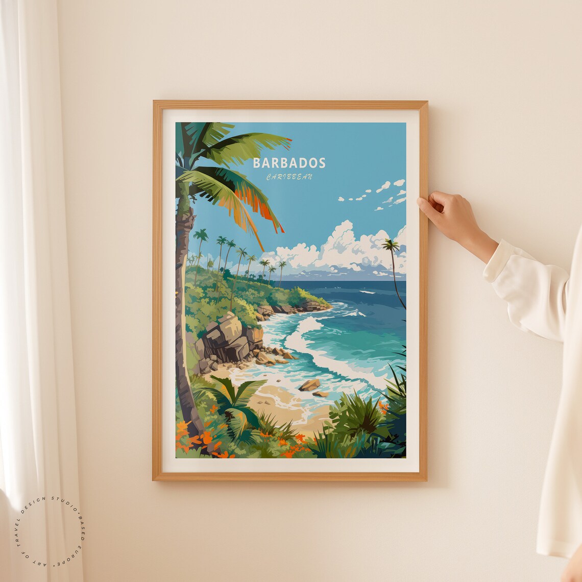 Barbados Caribbean Beach Cove Palm Trees Tropical Ocean Wall Art - Image 2