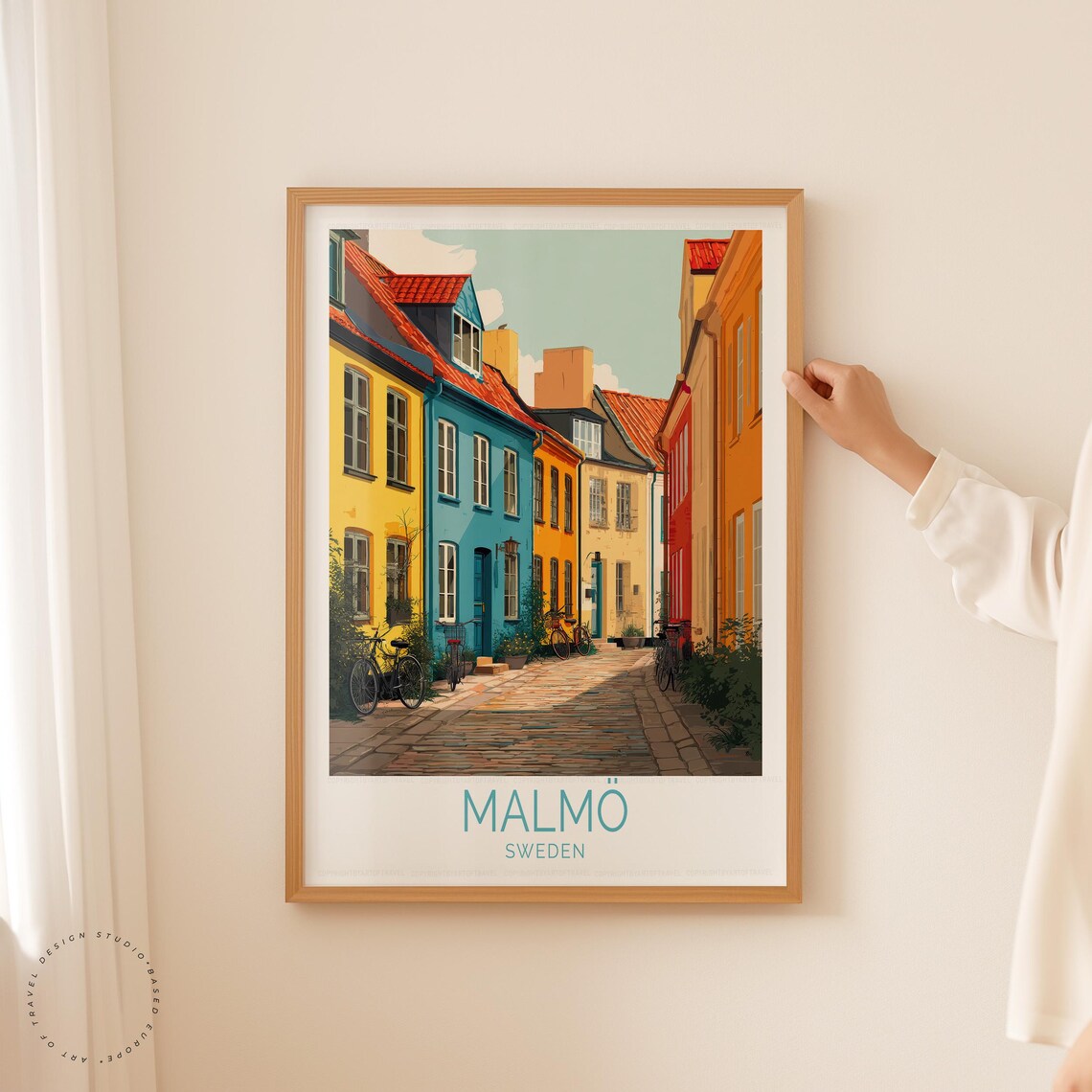 Malmo Sweden Old Town Colorful Historic Houses Street Travel Poster - Image 5