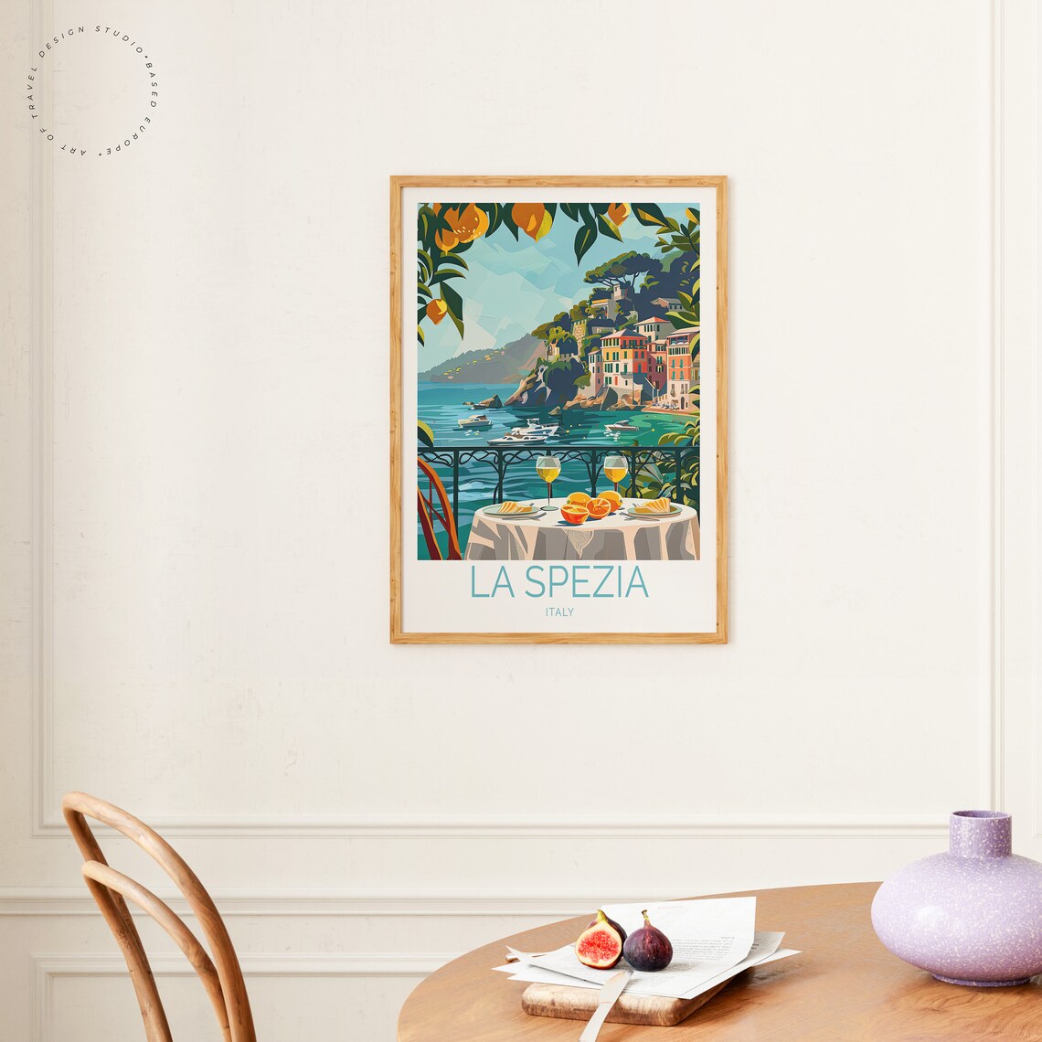 La Spezia Italy Coastal Village Wine Lemon Table Seaside View Poster - Image 4